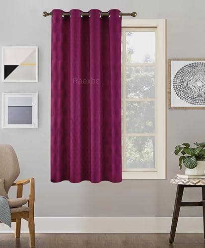 Image of Heavy Long Crush Floral Design Curtains | 5ft Premium Polyester Punching Coin Pattern Curtains for Living Room, Bedroom, Door & Window | Modern Wine Home Decor Screens | Set of 1 Pieces