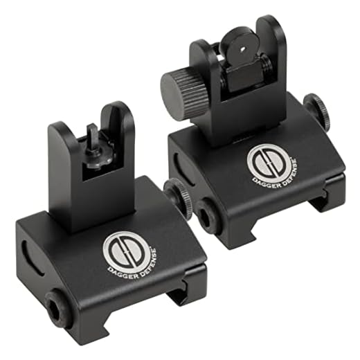 Dagger Defense -Combat Vet Owned Company- Tactical flip up BUIS Picatinny Rail Mounted Backup Iron Sights.