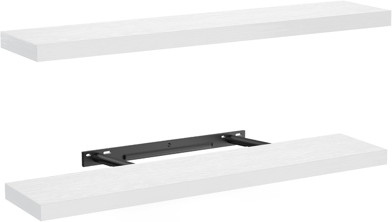 AMADA HOMEFURNISHING Floating Shelves, 32? Large Wall Mounted Shelves for Bathroom, Bedroom, Living Room, Kitchen, Office, Hanging Shelf for Wall Décor Storage, Set of 2, White