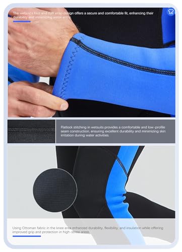 Image of Hevto Men Wetsuit 3 /2mm Neoprene Back Zipper for Surfing Diving | 16 Size Options with Regular Short and Tall Fits Wet Suit in Cold Water for Swimming Snorkeling Kayaking and SUP
