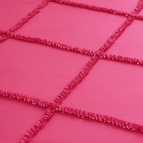 Image of Juicy Couture Diamond King Comforter Set - Ruffle 3-Piece Machine Washable Reversible Bedding Comforter Set, Hot Pink