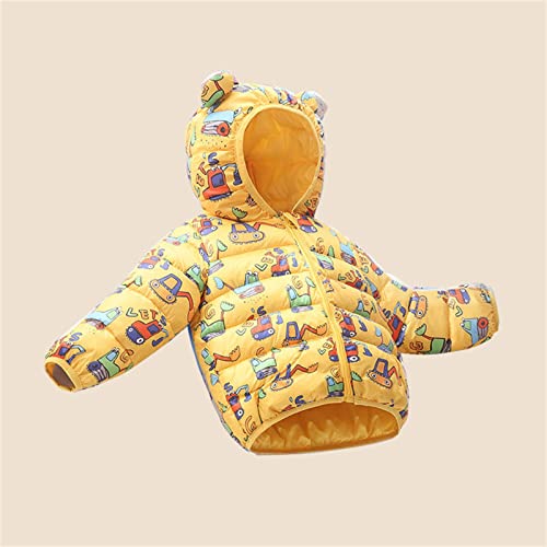 Toddler Kids Baby Boys Girls Cartoon Letter Bear Ears Coats Hooded Padded Outwear Winter Warm (Yellow, 12-18 Months)3