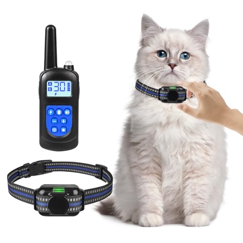 Cat Shock Collar, Ultra-Light & Thin Cat Training Collar with 2000ft Remote, Tailored for Cats & Small Dogs, 99-Level Precise Training to Stop Meowing, Effective for Bad Behavior，Blue