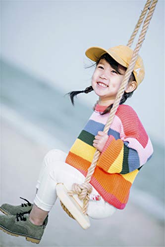 Mud Kingdom Little Girls Sweater Cotton Pullover Cute Rainbow Stripe 5T #TOP1