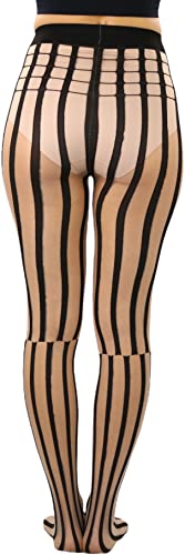Image of ToBeInStyle Womens High Fashion Sheer Full Footed Vertical Stripe Tights