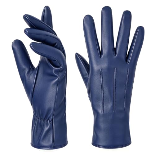 Harssidanzar gants conduite peau agneau cachemire doublé bleu XL