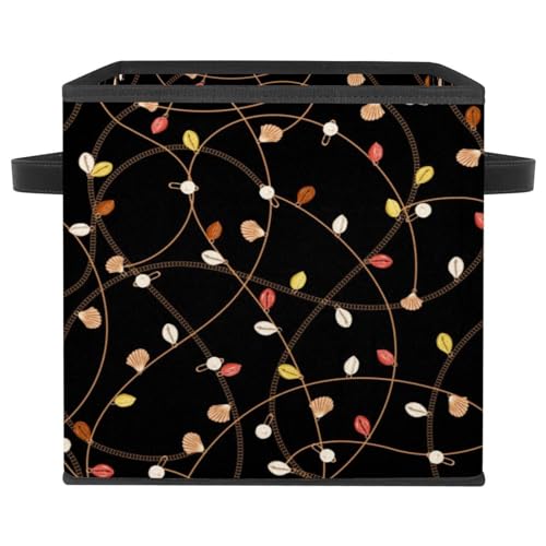 Panier de rangement en tissu avec poignées solides et motif rétro