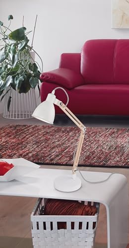 Lampe de table Eglo acier blanc structure robuste 28W luminaire taille unique
