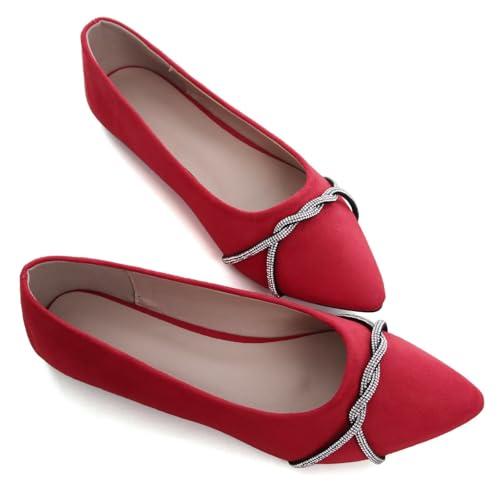 Image of Stunner Womens Flats Fashion Pointed Toe Bowknot Ballet Flats Cute Slip On Dress Flats Comfortable Party Wedding Flats2