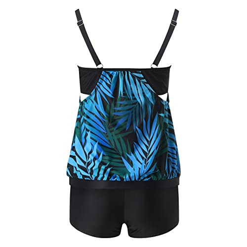 Lnmuld High Waisted Swimsuits For Women Women's Swimwear Tankini 2 Piece Normal Swimsuit High Waisted Bathing Suits Sports Blue #TOP2