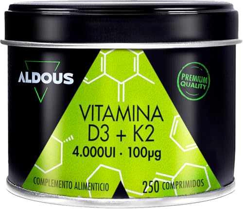 Vitamina D3 y K2 4000 UI - 250 comprimidos + 8 meses - Vitamina K2 100mcg - Vitamina D Colecalciferol - Vitaminas para el sistema inmunitario y defensas - Músculos, Huesos - Mejora absorción Calcio