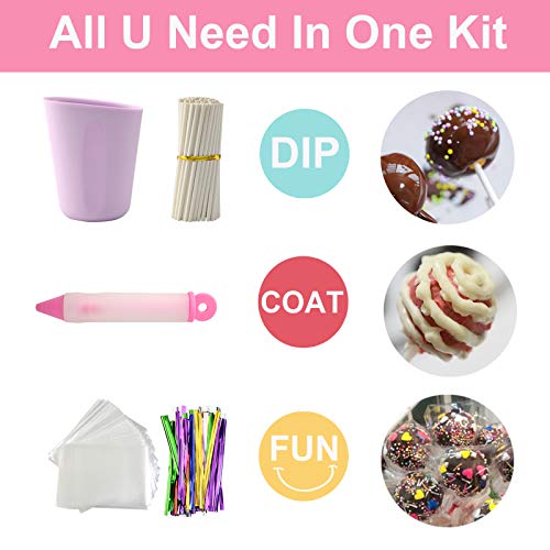 Cake Pop Maker Set Including Silicone Lollipop Molds, 3 Tier Display Stand, Silicone Cupcake Molds, Chocolate Candy Melting Pot, Lollipop Sticks, Decorating Pen, Bags And Twist Ties (Purple) #TOP4