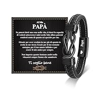 YELUWA Festa Del Papà Regalo Festa Del Papà Regalo Papà Bracciale Prima Festa Del Papà Uomo Regali Festa Del Papà Idee Regalo Regali per Papà Regalo Papa Compleanno Regalo Neo Papà Idee Regalo Nero
