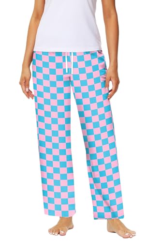 Remimi Womens Checkered Pants Casual Loose Wide Leg Sweatpants with Pockets4