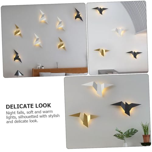 Lámpara de pared de pájaro en hierro negro y PC con iluminación LED de alta gama 6