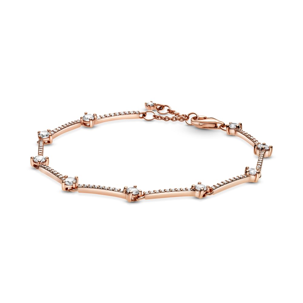 Amazon | パンドラ スパークリング パヴェ バー ブレスレット - 14K 