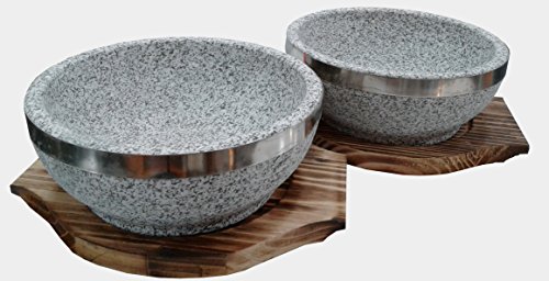 Sunrise Natural Stone Bowls (2 Bowls + 2 Trivets)