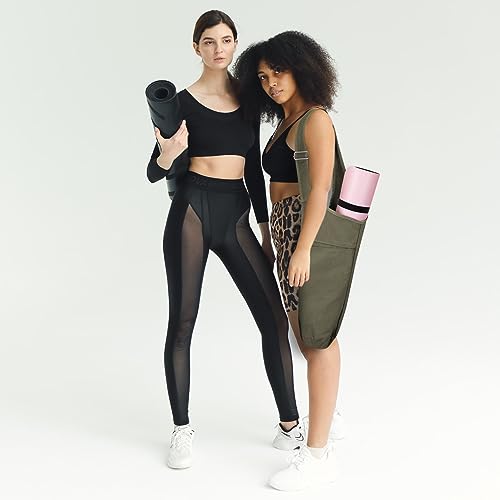 Ginsco Yoga Mat Bag, Yoga Mat Bag Carrier with Adjustable Shoulder Strap,Long Tote Large Side Pocket and Zipper Pocket Fits Most Size Mats Yoga Accessories with 2 PCS Yoga Mat Strap Blackish Green - Thumbnail 6