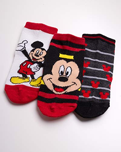 Disney Baby Boys’ Socks - 12 Pack Mickey Mouse, Winnie The Pooh, Lion King, Toy Story (Newborn/Infant), Size 12-24 Months, Mickey Black/Red #TOP3