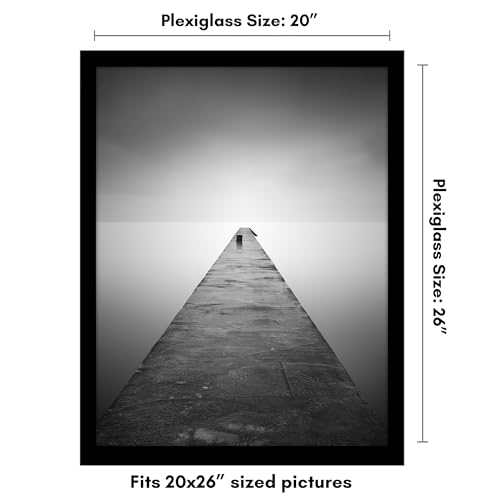 Americanflat 20x26 Picture Frame with Polished Plexiglass - Black Picture Frame - Wide Photo Frames Made of Engineered Wood for Vertical or Horizontal Wall Display - Epic Collection - Black