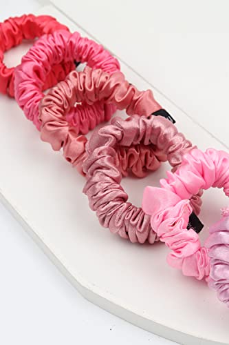 Image of Premium Satin Scrunchies for Women | Hair Bands, Ponytail Holders & Rubber Bands | Skinny, Fluffy, No-Damage Hair Ties | Girls Hair Accessories | Small Size | Pack of 6