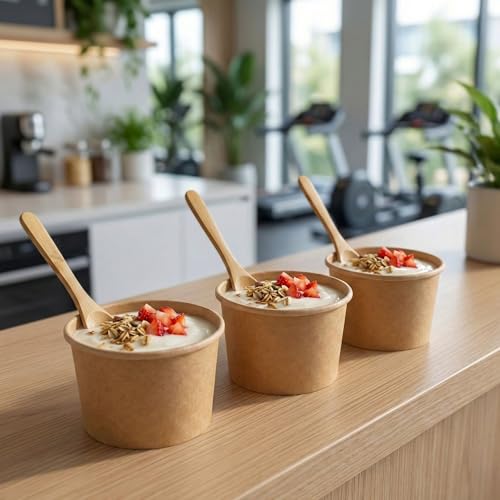 Image of Coppetta 4 Ounce Dessert Cups, 50 Disposable Ice Cream Cups - Lids Sold Separately, Heavy-Duty, Kraft Paper Frozen Yogurt Bowls, For Hot And Cold Foods, Perfect For Gelato Or Mousse - Restaurantware