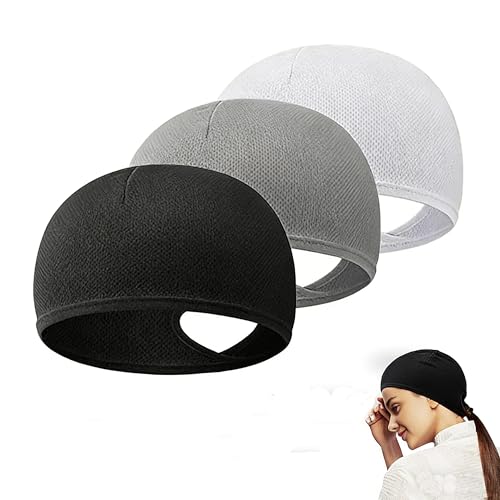 Bonnet de course moto cyclisme femme avec trou queue de cheval et évacuation transpiration x3