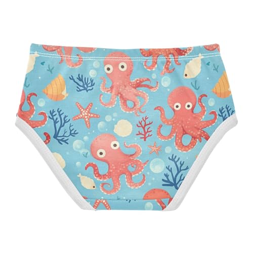 Wusikd Octopus Coral Girls' Underwear Cotton Shells Girls Briefs Soft Toddler Underwear 2T2