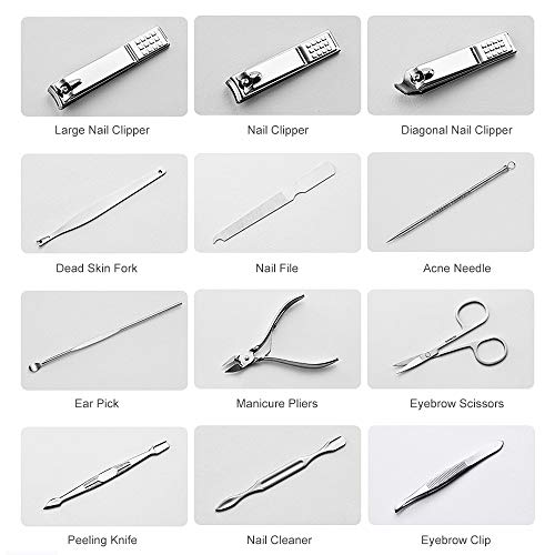 Mostop 12 STKS Nail Clippers Kit Manicure Set Rvs Professionele Pedicure Care Tools Toenail Clippers, Grooming Kit met… - Afbeelding 5