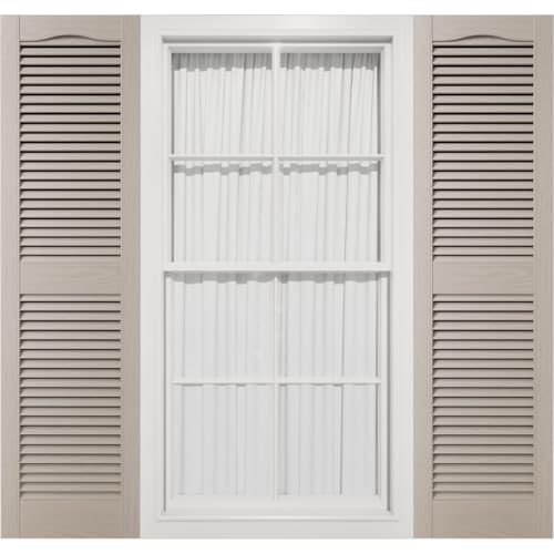 Mid America 00011255008 Standard Size Cathedral Top Center Mullion, Open Louver Vinyl Shutter, w/Installation Shutter-Lok's & Matching Screws (Per Pair), 008, 12"W x 55"H, Clay