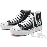 hash bubbie High Top Sneakers for Women Classic High Tops Canvas Shoes Lace up Women's Fashion Sneaker(Black Flower,US9.5W/US7.5M)