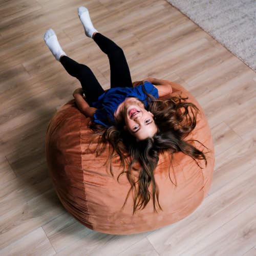 Image of Big Joe Fuf 3.5Ft Foam Bean Bag Chair for Kids, Teens, Bronze Plush Soft Polyester, 3.5 Foot Large Ultra-Soft Seat for Gaming, Bedroom, Reading Nook | Premium Shredded Foam Filled, Plush, Safe for Kids Ages 3 and Up, Supports Up to 200 lbs