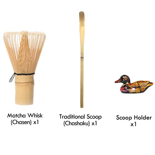 Artcome 3 Pcs Japanese Matcha Tea Set, Matcha Whisk, Traditional Scoop, Scoop Holder. Handmade Matcha Ceremony Kit For Traditional Japanese Tea Ceremony #TOP1