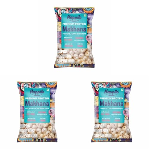 Image of Happilo Premium All Natural Fox Nuts (Phool Makhana) 200g | Lotus Seeds, Gorgon Nuts, Puffed Kernels, Hand-Picked (Pack of 3)