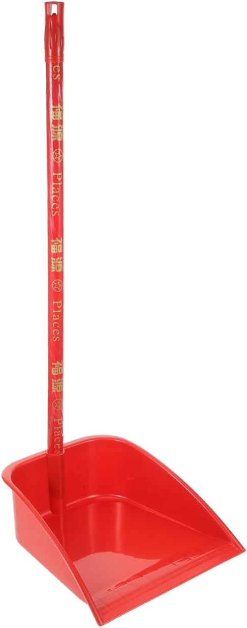Baluue Dust Pan Long Handled, Upright Lobby Dust Pan Stand Up Dustpans Heavy Duty Standing Dustpan Cleaning Shovel with Wooden Handle for Lobby Garage Dog Poop Scooper 63cm