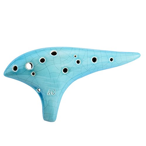 “Ocean Notes” 12 Hole Sweet Potato Ocarina Graceful Shape Pottery Ocarina in Alto C (Sea Rose)