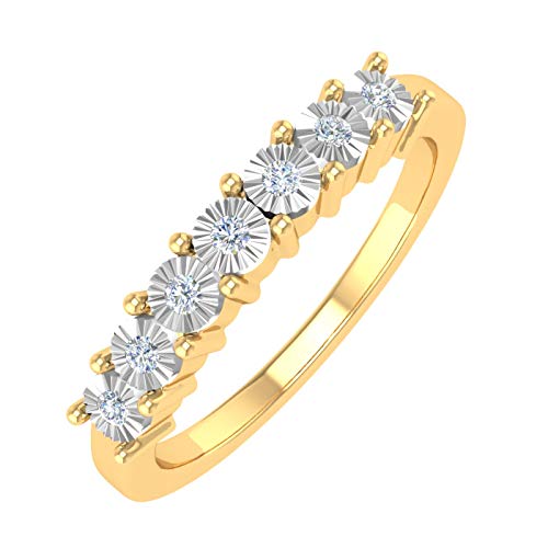 FINEROCK 0.08 Carat 7-Stone Anniversary Wedding Band Ring in 10K Gold