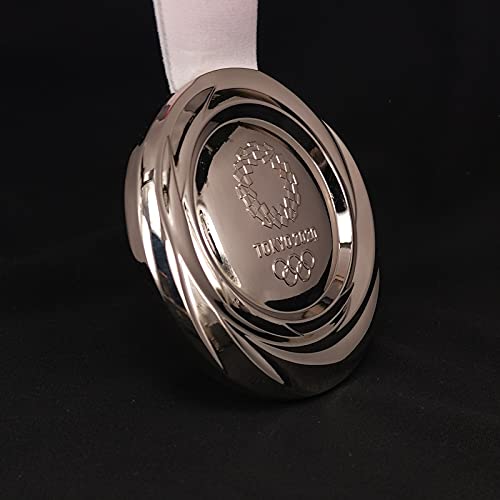SDHO 2020 Japan Tokyo Olympics Medal 1:1 Replica zinc Alloy Material Gold/Bronze Medal Ribbon Medal Badge Model Gift Collection, Silver medal