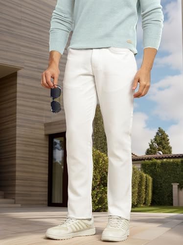 Image of Thomas Scott Men's Smart Straight Fit Chinos Trouser | Mid-Rise | Solid | 5-Pocket Design | Woven Fabric