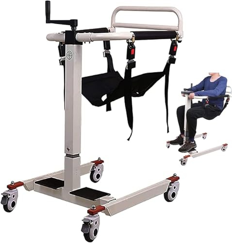 患者用リフト輸送車いす 自宅用 ポータブル バスルーム シャワーチェア 手動リフト 180°分割シート&クッション付き ベッドサイド 便器移送補助 障害者 高齢者 障害者 1