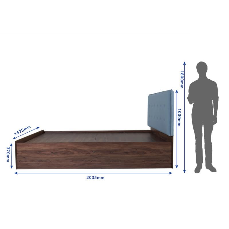 Image of Amazon Brand - Solimo Bed | 1 Year Warranty | Double Bed, Queen Size, Samadhi Premium Upholstery, Comfortable Seating Height Bed, Non-Woven Base & 3mm MDF, Walnut Colour (Melamine Finish)
