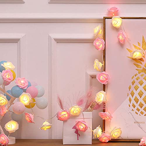 Led Rose Flower String Lights,3M 20Led Battery Operated String Romantic Flower Rose Fairy Light Lamp Outdoor For Valentine's Day,Wedding,Room,Garden,Christmass,Patio,Festival Party Decor (Pink) #TOP6