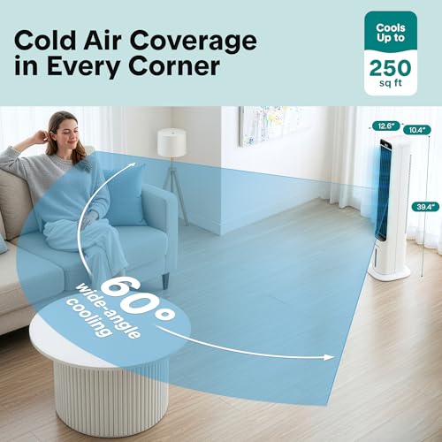 SereneLife Evaporative Air Cooler - Portable Swamp Cooler with 5L Tank, 4 Ice Boxes, 3 Speeds, Remote Control, Quiet Operation, Oscillation, Energy-Efficient Fan for Home, Office,  image 2