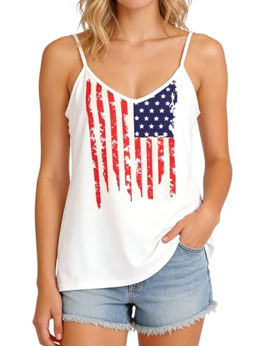 Image of Ibeauti American Flag Tank Tops for Women 4th of July Outfits Camisoles Patriotic 250th Anniversary USA Shirts
