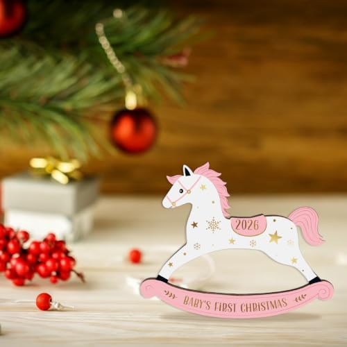 WhatSign Baby's First Christmas Ornament 2026 - Pink Wooden Newborn Girl Christmas Tree Decoration Keepsake - image 3