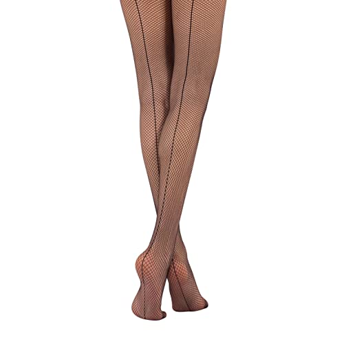 CALZITALY Fishnet Tights with Back Seam, Seamed Fishnet Pantyhose, Italian Hosiery