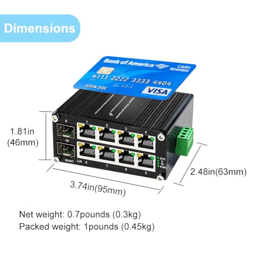 Image of Managed Industrial 8Port Gigabit Switch with 2SFP 12-48VDC