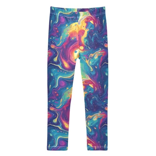 Girls Leggings Soft Toddler Ankle Length Bottoms Neon Fluid Kids Dance Yoga Pants 4-10 Years
