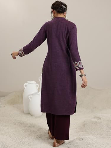 Image of Libas Embroidered Wool A-Line Kurta | Ethnic Wear