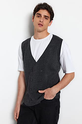 Chaleco de punto para hombre Trendyol en color antracita slim fit talla m 4